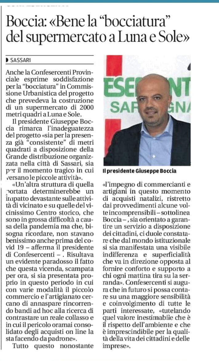 Il Presidente Boccia sull’apertura del supermercato a Luna e Sole