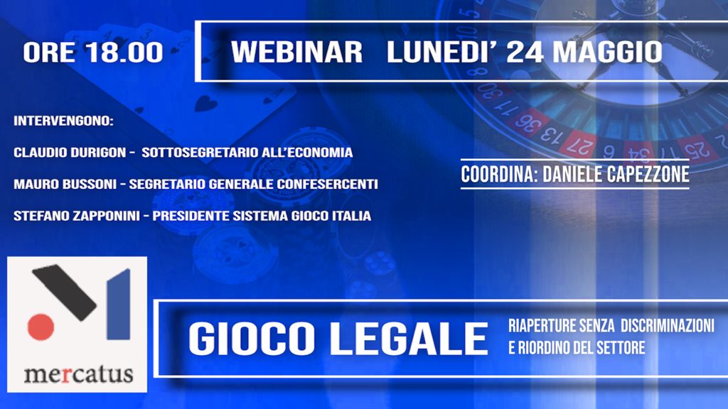 Gioco Legale, Confesercenti al webinar organizzato dall’Istituto Mercatus