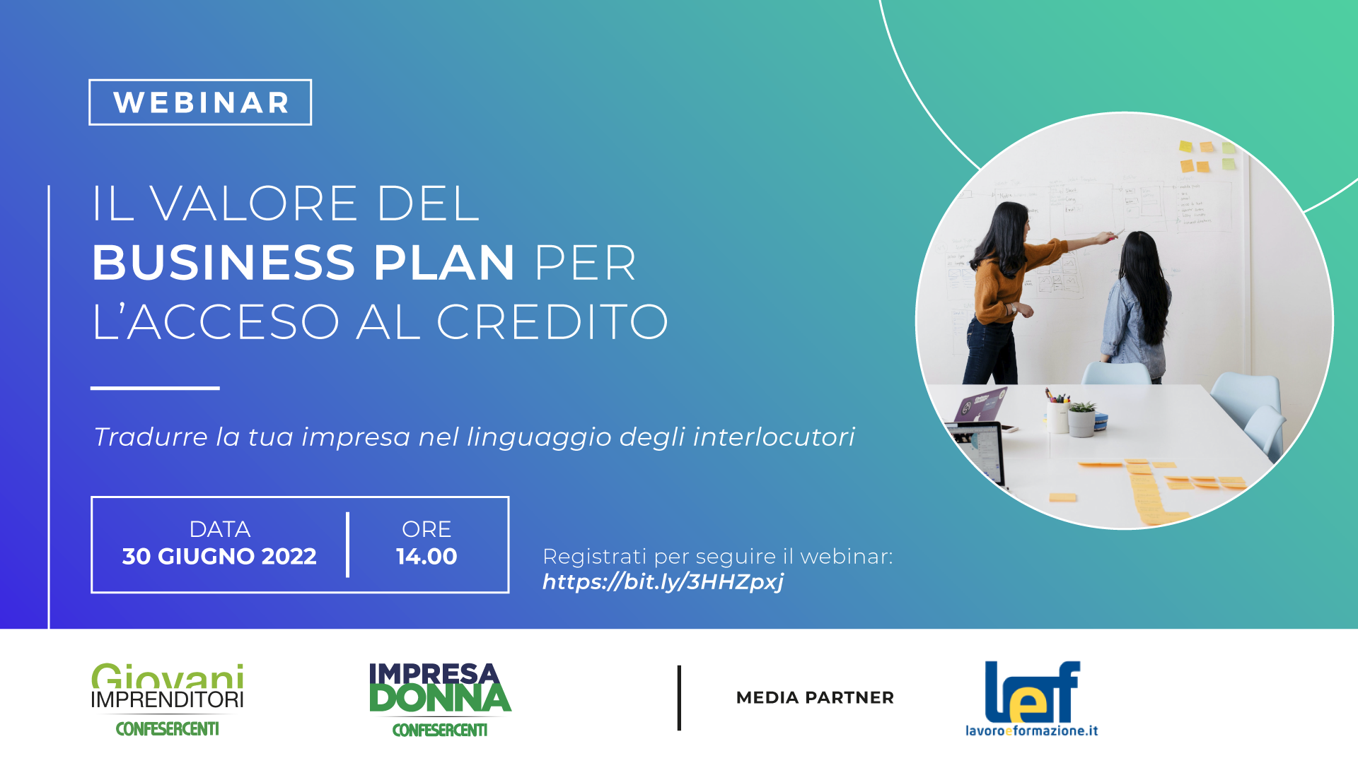 “Il valore del business plan per l’accesso al credito”, webinar di Giovani Imprenditori e Impresa Donna Confesercenti