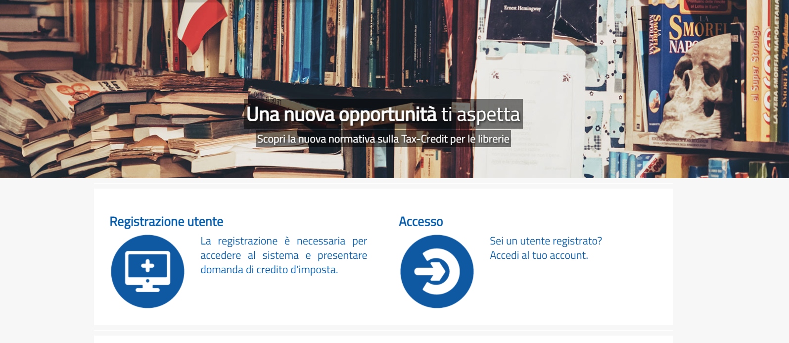 Librerie: via alle registrazioni delle domande del Tax Credit