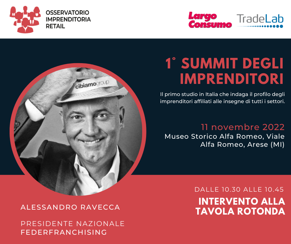 Federfranchising: 1° Summit degli Imprenditori del Retail con la partecipazione del presidente Alessandro Ravecca
